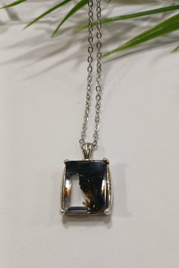 Pendentif Quartz Lodolite sur Argent - Forme Rectangle