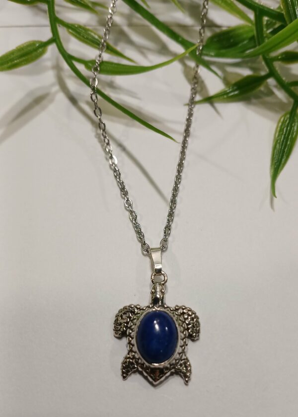 Pendentif Tortue en Lapis Lazuli et Argent